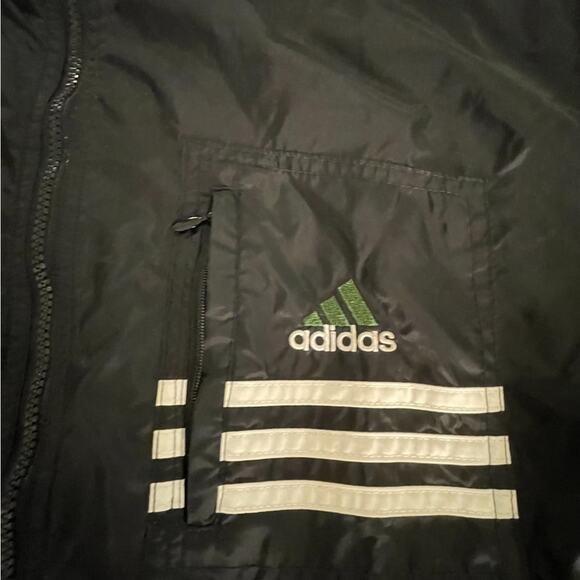 VTG Adodas black long sleeve windbreaker full zip jacket size large - Picture 9 of 14